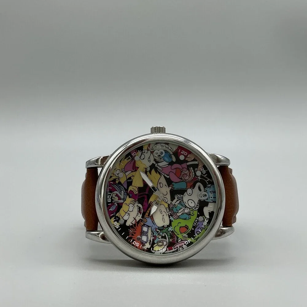 Nickelodeon Rewind Mens Watch 46mm Rugrats Arnold Rocko's Leather New Battery